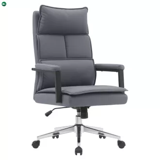 Irodai szék, szürke ekobőr/króm, KAHIL