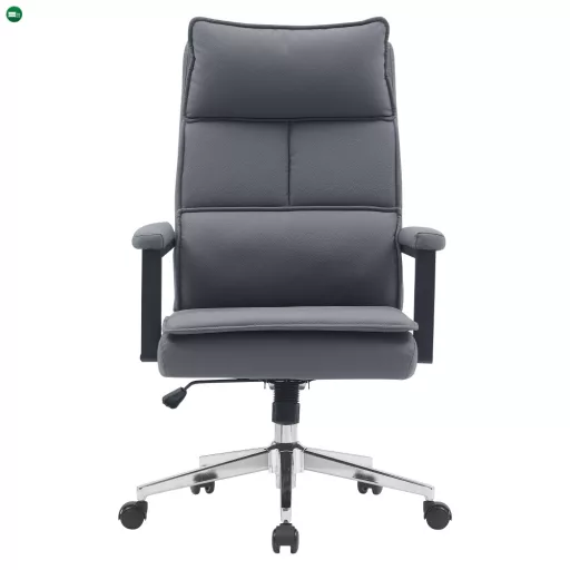 Irodai szék, szürke ekobőr/króm, KAHIL