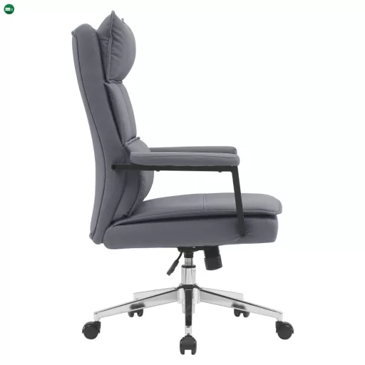 Irodai szék, szürke ekobőr/króm, KAHIL