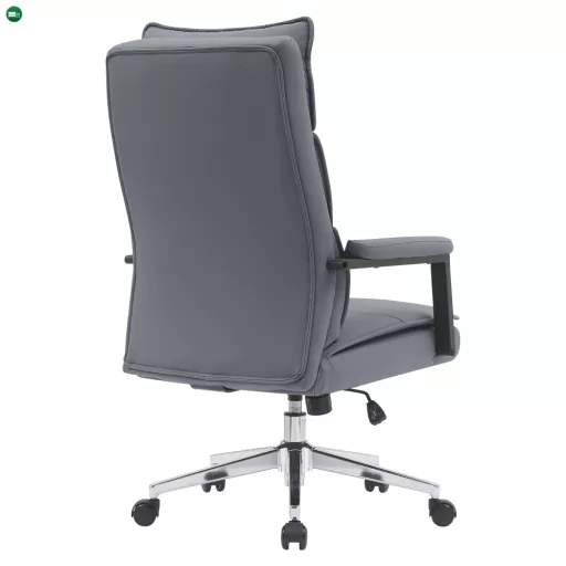 Irodai szék, szürke ekobőr/króm, KAHIL