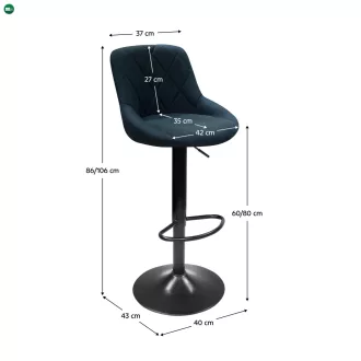 Bárszék, fekete, TERKAN NEW