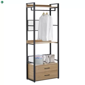 Polcállvány fiókokkal, tölgy/fekete, KILOS NEW TYP 1