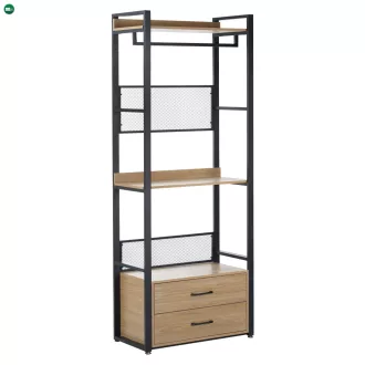 Polcállvány fiókokkal, tölgy/fekete, KILOS NEW TYP 1