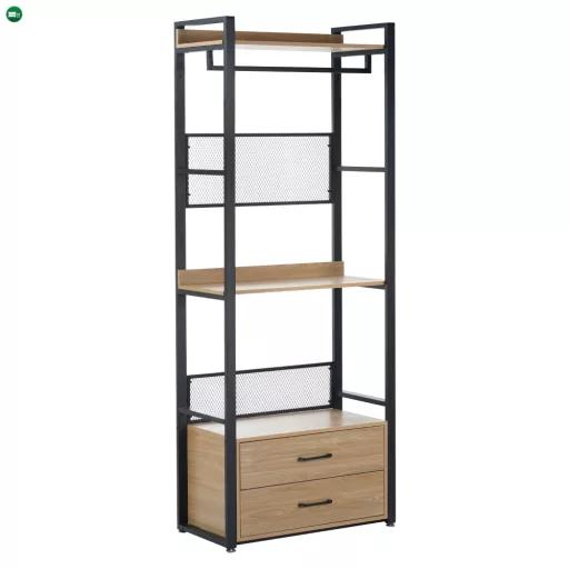 Polcállvány fiókokkal, tölgy/fekete, KILOS NEW TYP 1