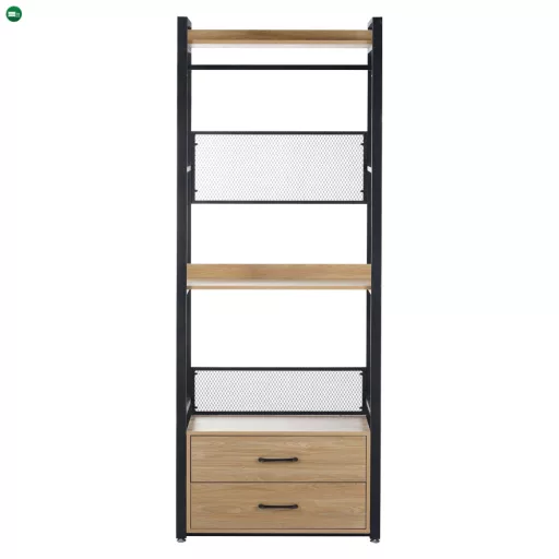Polcállvány fiókokkal, tölgy/fekete, KILOS NEW TYP 1