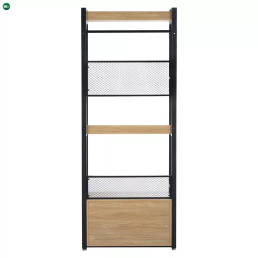 Polcállvány fiókokkal, tölgy/fekete, KILOS NEW TYP 1