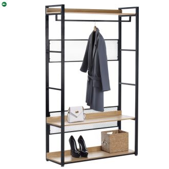 Polcállvány polcokkal, tölgy/fekete, KILOS NEW TYP 2
