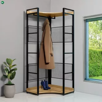 Sarokállvány, tölgy/fekete, KILOS NEW TYP 4