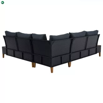   Kerti rattan szett, akácfa, fekete/szürke/természetes, MALKOM