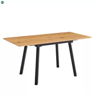   Kihúzható étkezőasztal, 120-160x80 cm, tölgy/fekete, DIRAN