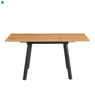  Kihúzható étkezőasztal, 120-160x80 cm, tölgy/fekete, DIRAN