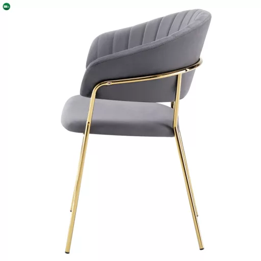 Design étkezőszék, szürkésbarna Velvet szövet/gold króm arany, DASMIN TYP 1