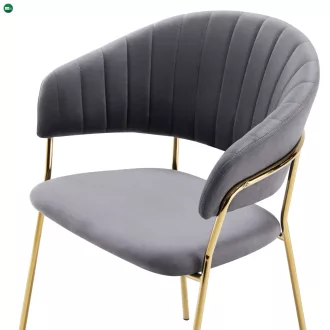   Design étkezőszék, szürkésbarna Velvet szövet/gold króm arany, DASMIN TYP 1