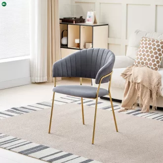   Design étkezőszék, szürkésbarna Velvet szövet/gold króm arany, DASMIN TYP 1