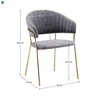   Design étkezőszék, szürkésbarna Velvet szövet/gold króm arany, DASMIN TYP 1