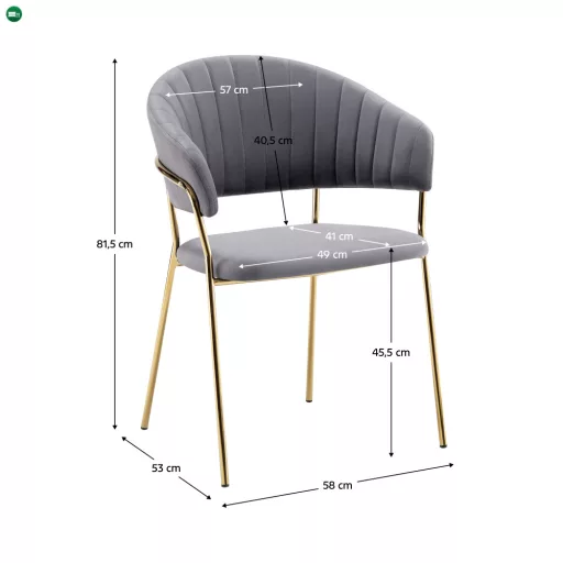 Design étkezőszék, szürkésbarna Velvet szövet/gold króm arany, DASMIN TYP 1