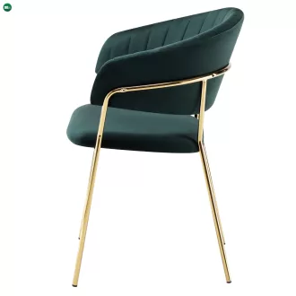  Design étkezőszék, sötétzöld Velvet szövet/gold króm arany, DASMIN TYP 1