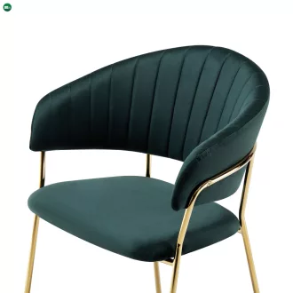   Design étkezőszék, sötétzöld Velvet szövet/gold króm arany, DASMIN TYP 1