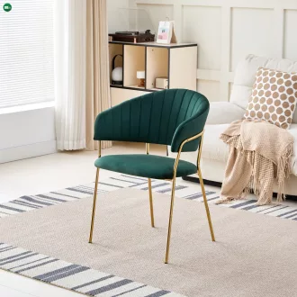   Design étkezőszék, sötétzöld Velvet szövet/gold króm arany, DASMIN TYP 1