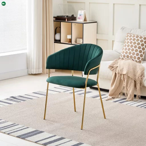 Design étkezőszék, sötétzöld Velvet szövet/gold króm arany, DASMIN TYP 1