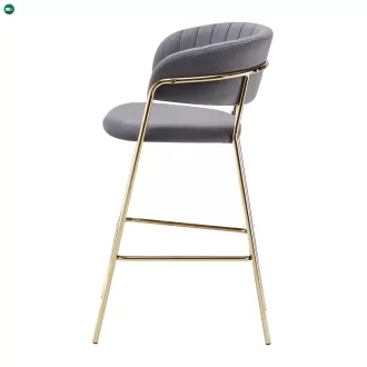   Design bárszék, szürkésbarna Velvet szövet/gold króm arany, DASMIN TYP 2