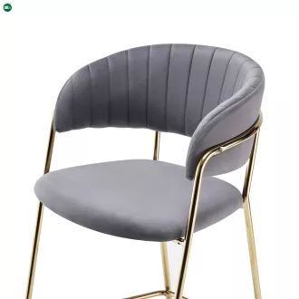   Design bárszék, szürkésbarna Velvet szövet/gold króm arany, DASMIN TYP 2