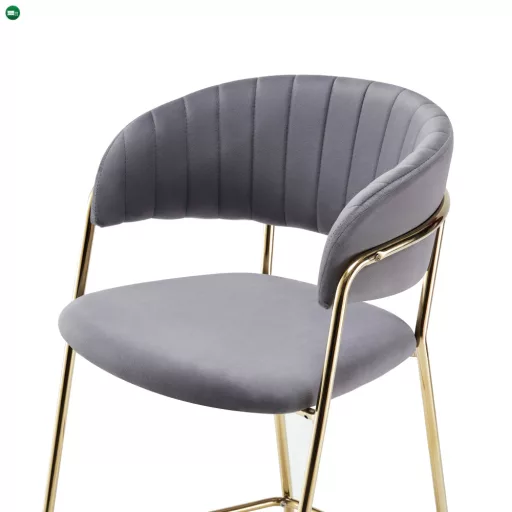 Design bárszék, szürkésbarna Velvet szövet/gold króm arany, DASMIN TYP 2