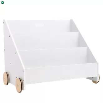 Gyerek könyvespolc kerekekkel, fehér, BERUS