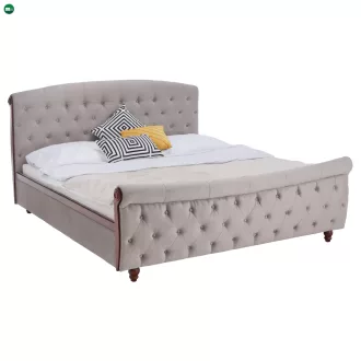   Ágy ágyráccsal, 180x200, szürkésbarna Taupe Velvet szövet, BARETO