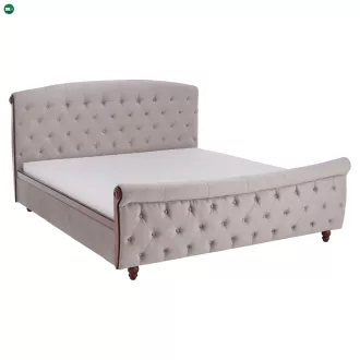   Ágy ágyráccsal, 180x200, szürkésbarna Taupe Velvet szövet, BARETO