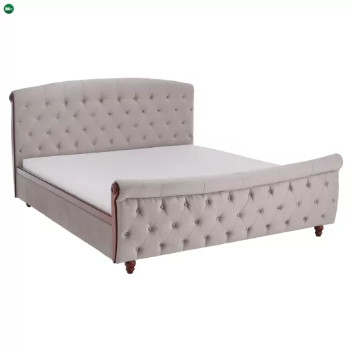 Ágy ágyráccsal, 180x200, szürkésbarna Taupe Velvet szövet, BARETO