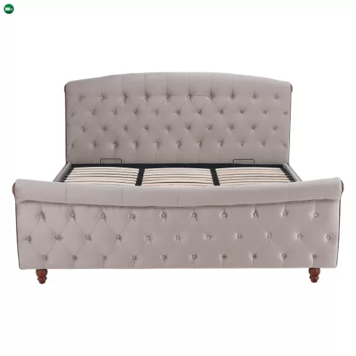 Ágy ágyráccsal, 180x200, szürkésbarna Taupe Velvet szövet, BARETO