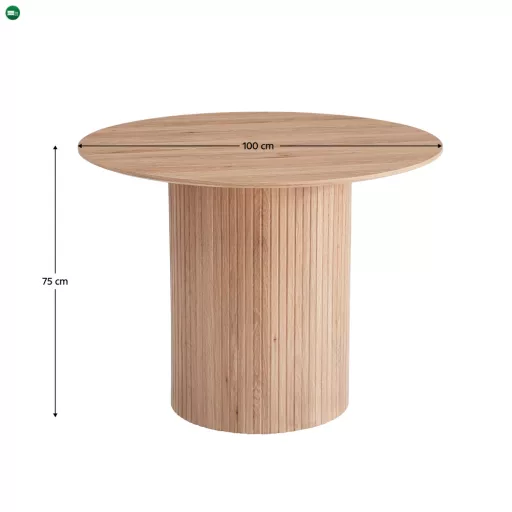 Étkezőasztal, tölgy, átmérő 100 cm, PAOLO