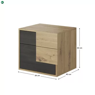   Hálószoba szett (szekrény+ágy+2x éjjeliszekrény), artisan tölgy/fekete norvég fenyő, BAFRA