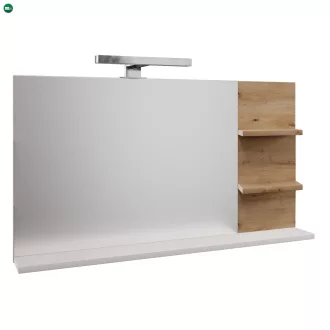   Tükör LED világítással, fehér/artisan tölgy, CUBO CUB04