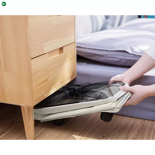 Összecsukható szennyestartó kerekekkel, bézs, PRIOR