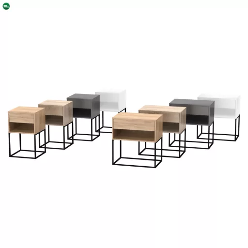 Éjjeliszekrény/kisasztal, fehér/fekete, ARTI TYP 2