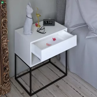 Éjjeliszekrény/kisasztal, fehér/fekete, ARTI TYP 2
