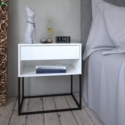 Éjjeliszekrény/kisasztal, fehér/fekete, ARTI TYP 2