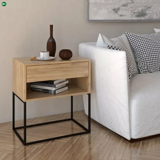 Éjjeliszekrény/kisasztal, artisan tölgy/fekete, ARTI TYP 2