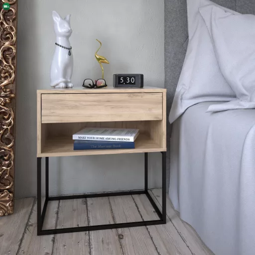 Éjjeliszekrény/kisasztal, artisan tölgy/fekete, ARTI TYP 2