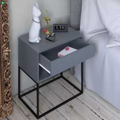 Éjjeliszekrény/kisasztal, grafit/fekete, ARTI TYP 2