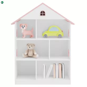Gyerek könyvespolc, fehér/rózsaszín, MAISON TYP 1