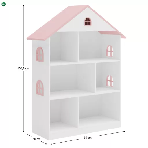 Gyerek könyvespolc, fehér/rózsaszín, MAISON TYP 1