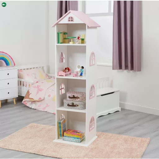 Gyerek könyvespolc, fehér/rózsaszín, MAISON TYP 2
