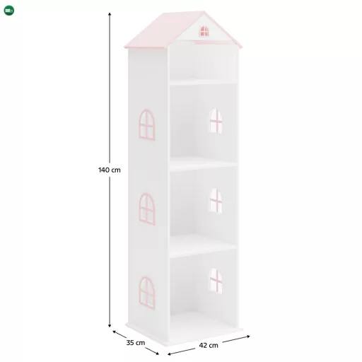 Gyerek könyvespolc, fehér/rózsaszín, MAISON TYP 2