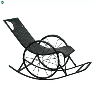 Hintaszék, rattan/fém, fekete, ROKIN