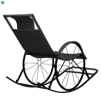 Hintaszék, rattan/fém, fekete, ROKIN