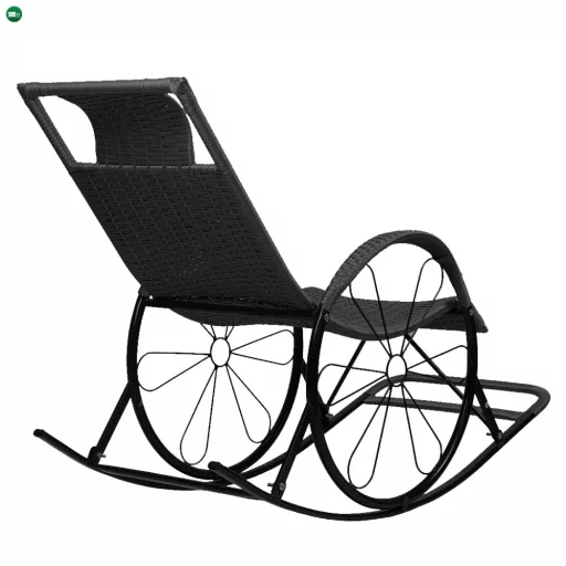 Hintaszék, rattan/fém, fekete, ROKIN