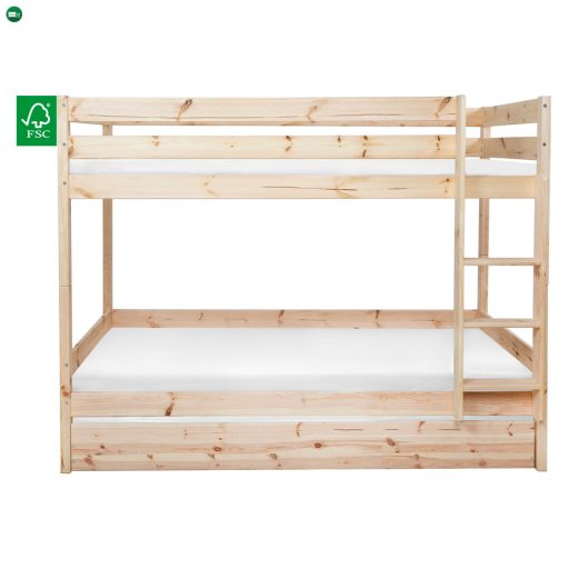 Emeletes ágy biztonsági akadállyal, 90x200, lucfenyő, BENY